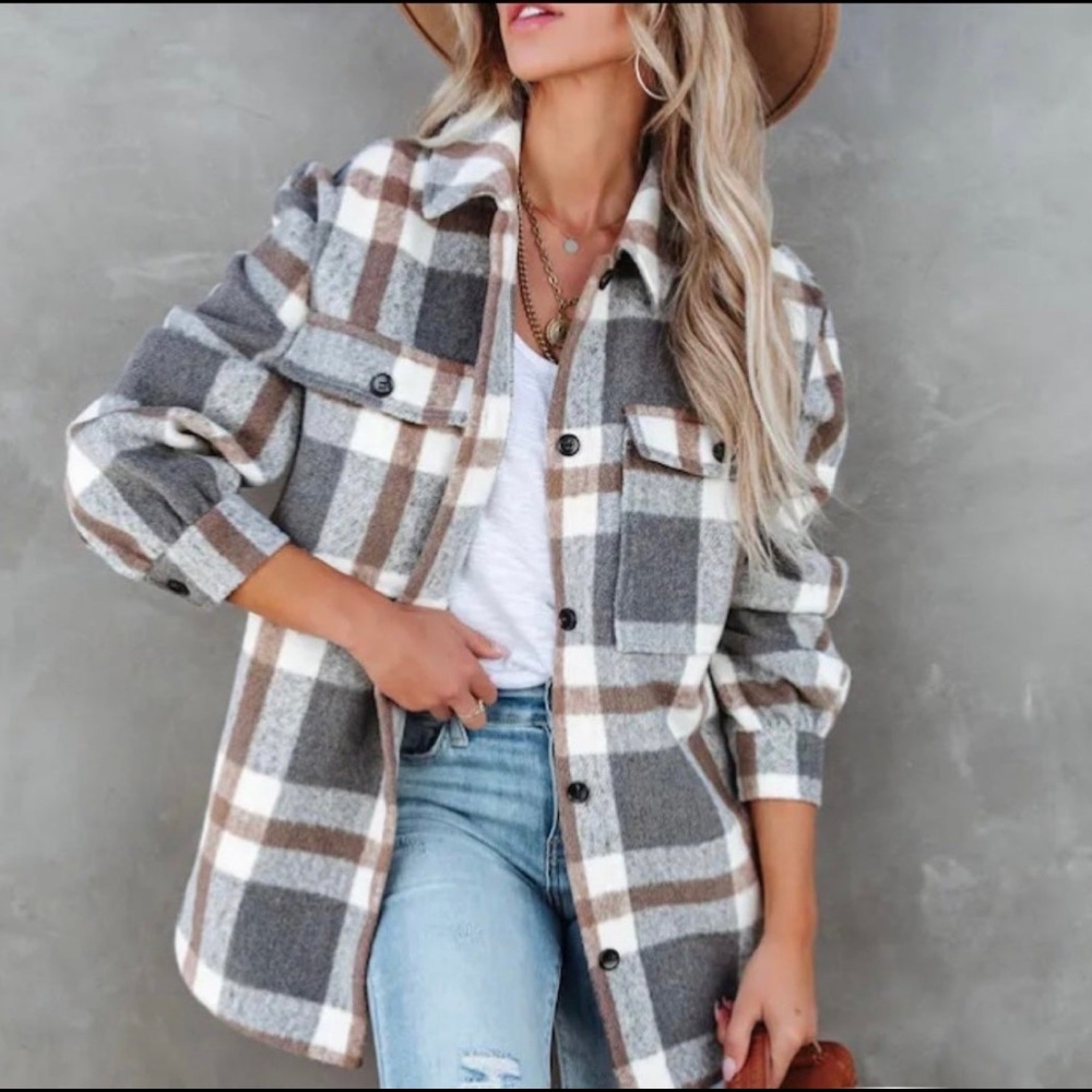 NWOT Brinkley Plaid Wool Blend Shacket Size M